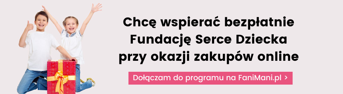 Baner zachęcający by dołączyć do programu pomagania przez kupownaie Fanimani.pl